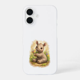 Cute Baby Rhino Flowers iPhone 16 Case 16ケース