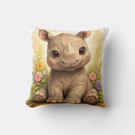 Cute Baby Rhino Kawaii Animal Nursery Gift Pillow クッション