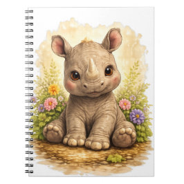 Cute Baby Rhino Spiral Notebook Kawaii ノートブック