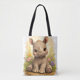 Cute Baby Rhino Tote Bag Kawaii Animal トートバッグ