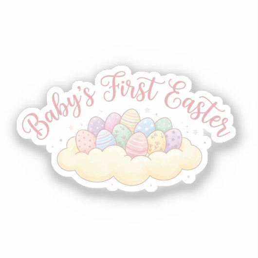 Cute Baby’s First Easter Milestone Pastel Eggs  シール (正面)