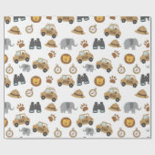 Cute Baby Safari Animals Pattern Wrapping Paper ラッピングペーパー (フラット)