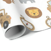 Cute Baby Safari Animals Pattern Wrapping Paper ラッピングペーパー (ロールコーナー)
