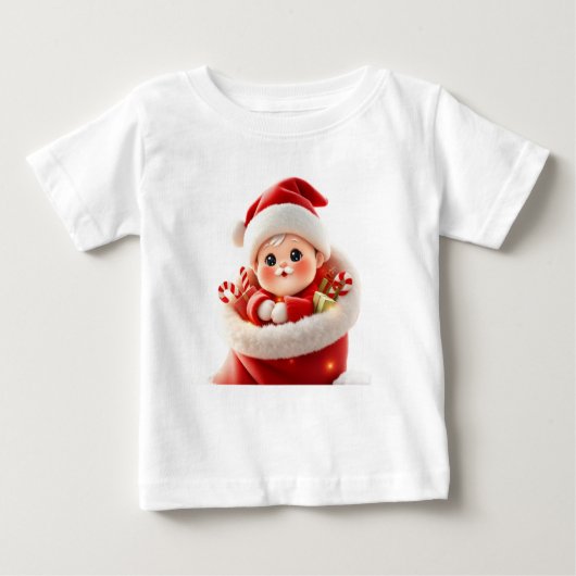 Cute Baby Santa – Adorable Kawaii Christmas Gift ベビーTシャツ (正面)