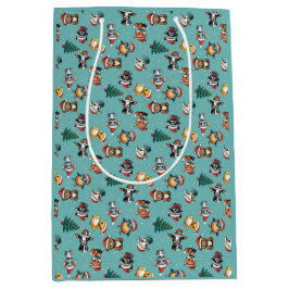 Cute Baby Santa Hat Animals ミディアムペーパーバッグ