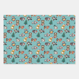 Cute Baby Santa Hat Animals ラッピングペーパーシート