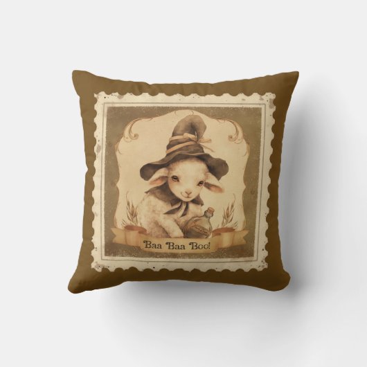 Cute Baby Sheep Halloween Baa Baa Boo クッション (裏面)