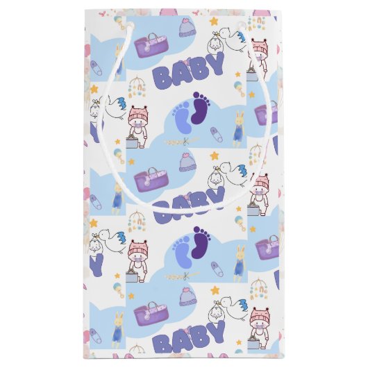 Cute Baby Shower Gift Bag スモールペーパーバッグ (裏面)
