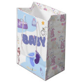 Cute Baby Shower Gift Bag ミディアムペーパーバッグ (正面アングル)