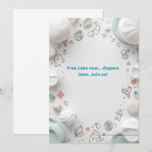 Cute Baby Shower Invitation Card Template Editable 招待状 (正面/裏面)