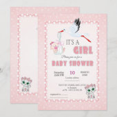 Cute Baby Shower Invitation - it is a girl! 招待状 (正面/裏面)