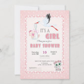 Cute Baby Shower Invitation - it is a girl! 招待状 (正面)