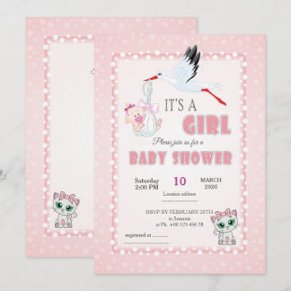 Cute Baby Shower Invitation - it is a girl! 招待状