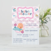 Cute Baby Shower Invitation Template - Blue & Pink 招待状 (スタンド正面)