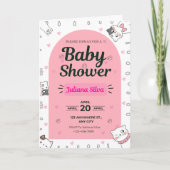 Cute Baby Shower Invitation with Kawaii Cats  招待状 (正面)