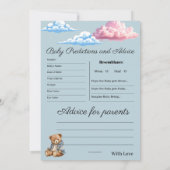 Cute Baby shower invitation with prediction game カード (裏面)