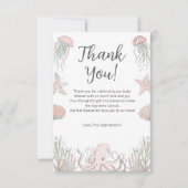 Cute Baby Shower Ocean Coastal Theme サンキューカード (正面)