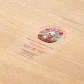 Cute Baby Shower Rabbit Sweetheart Valentine アクリル招待状 (レイダウン)