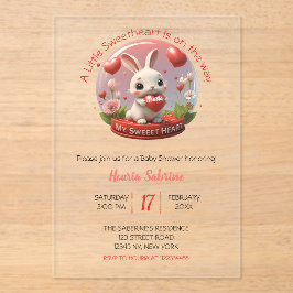 Cute Baby Shower Rabbit Sweetheart Valentine アクリル招待状