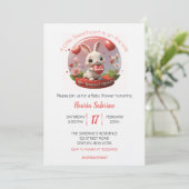 Cute Baby Shower Rabbit Sweetheart Valentine 招待状 (スタンド正面)