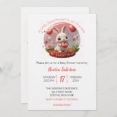 Cute Baby Shower Rabbit Sweetheart Valentine 招待状 (正面/裏面)