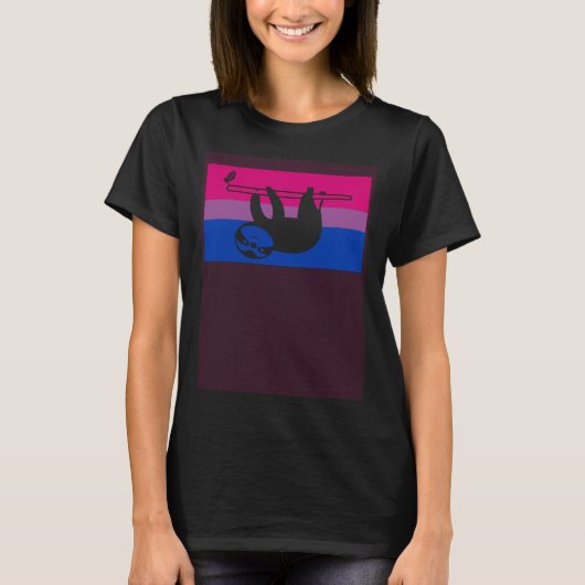 Cute Baby Sloth  Gay Bisexual Pride Flag LGBTQ Tシャツ (正面)