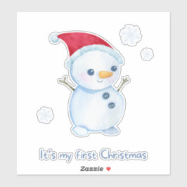 Cute Baby Snowman First Christmas シール