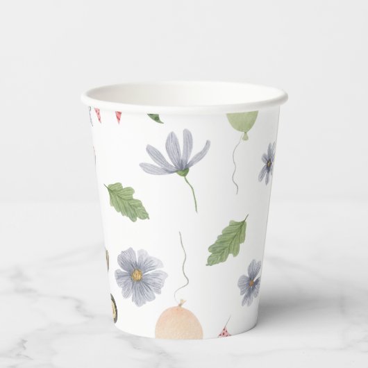 Cute Baby Spring Summer Rabbit On A Bike Pattern 紙コップ (裏面)