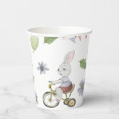 Cute Baby Spring Summer Rabbit On A Bike Pattern 紙コップ (左)