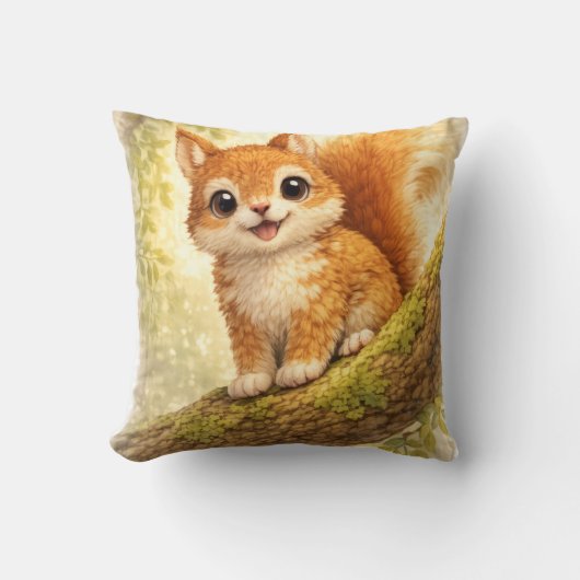 Cute Baby Squirrel Kawaii Woodland Animal Nursery クッション (正面)