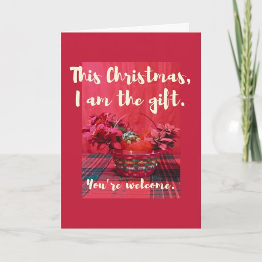 Cute Baby Sulcata Tortoise in poinsettia basket カード (正面)