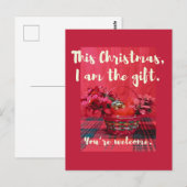 Cute Baby Sulcata Tortoise in poinsettia basket ポストカード (正面/裏面)