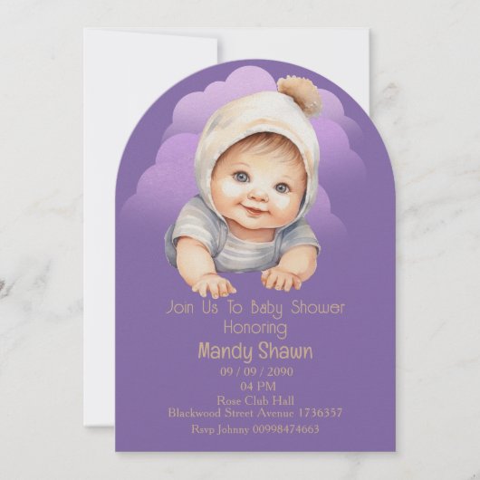 Cute baby themed for Baby Shower Invitation 招待状 (正面)