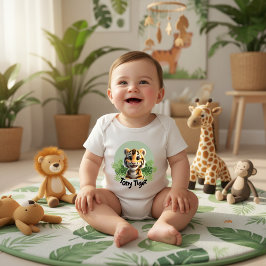 Cute Baby Tiger Jungle Nursery Personalized Name ベビーボディスーツ