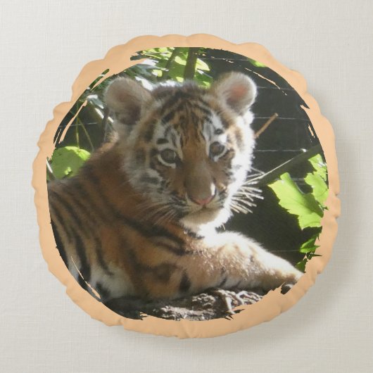 Cute Baby Tiger Round Pillow ラウンドクッション (正面)