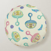 Cute Baby Toy Rattle Round Pillow ラウンドクッション (裏面)