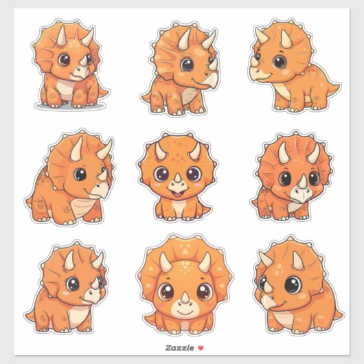 Cute Baby Triceratops Dinosaur Vinyl Sticker シール (シート)