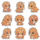 Cute Baby Triceratops Dinosaur Vinyl Sticker シール (正面)