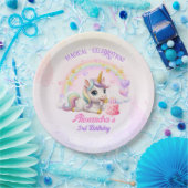 Cute Baby Unicorn Rainbow Magical Birthday ペーパープレート (パーティー)