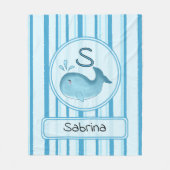 Cute Baby Whale Personalize Fleece Blanket フリースブランケット (正面)