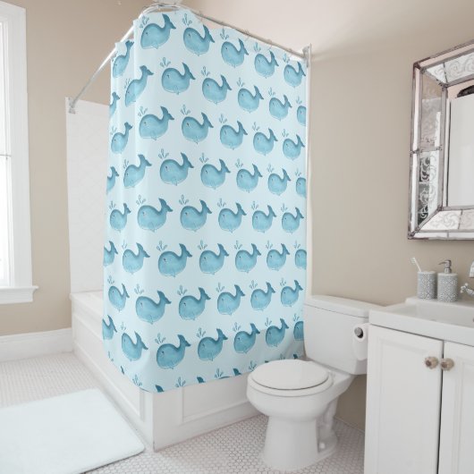 Cute Baby Whale Shower Curtain シャワーカーテン (インサイチュ)