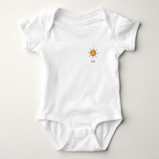 Cute Baby Yellow Sun Sweet Sunshine White Romper ベビーボディスーツ (正面)