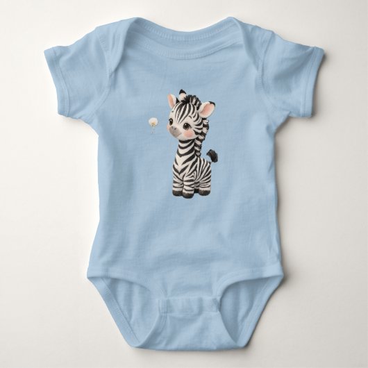 Cute Baby Zebra Bodysuit – Kawaii Safari Animal Ba ベビーボディスーツ (正面)