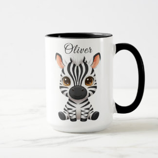 Cute Baby Zebra Cartoon, Personalize Child's Name マグカップ