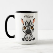 Cute Baby Zebra Cartoon, Personalize Child's Name マグカップ (左)