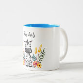 Cute Baby Zebra Flower Wreath Custom Name Mug ツートーンマグカップ (正面右)