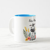 Cute Baby Zebra Flower Wreath Custom Name Mug ツートーンマグカップ (正面左)