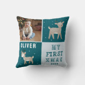 Cute Baby's 1st Christmas Photo Reindeer クッション (裏面)