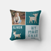 Cute Baby's 1st Christmas Photo Reindeer クッション (正面)