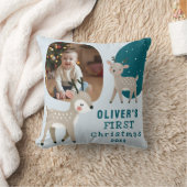 Cute Baby's 1st Christmas Photo Reindeer クッション (ブランケット)